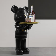 Lightening Blackout Bear Sculpture with Tray