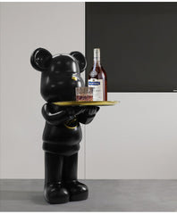 Lightening Blackout Bear Sculpture with Tray