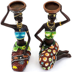 African Women Candleholder Set