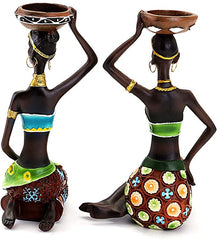 African Women Candleholder Set