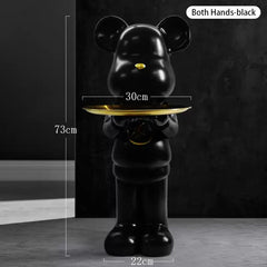 Lightening Blackout Bear Sculpture with Tray