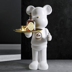 Lightening Milky Bear Sculpture with Tray