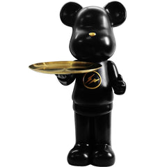 Lightening Blackout Bear Sculpture with Tray