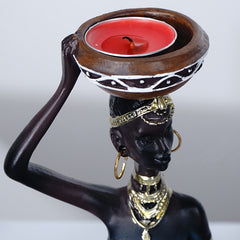 African Women Candleholder Set