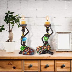 African Women Candleholder Set