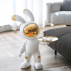 Astro Rabbit Sculpture with Tray