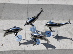 Steel Dolphin Garden Sculpture